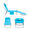 SoBuy OGS35-B Transat de Jardin Pliable avec Oreiller et Poche Latérale, Chaise Longue Relax, Confortable, Design Fonctionnel – L155×P56×H81 cm, Bleu Ciel