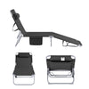SoBuy OGS35-SCH Transat de Jardin Pliable avec Oreiller et Poche Latérale, Chaise Longue Relax, Confortable, Design Fonctionnel – L155×P56×H81 cm, Noir