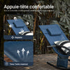 SoBuy OGS28-NBx2 Lot de 2 Chaise Longue Transat de Jardin Bascule avec Appui-tête Réglable et Pochette latérale
