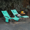 SoBuy OGS28-TBx2 Lot de 2 Chaise Longue Transat de Jardin Bascule avec Appui-tête Réglable et Pochette latérale
