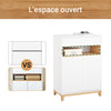 SoBuy FSB97-WN Buffet Bas Blanc et Bambou – 1 Tiroir, 2 Portes, Étagères Réglables, 60×34×85 cm