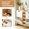 SoBuy FSR183-WN – Meuble à Chaussures Ultra-Slim 19 cm – 4 Abattants + 3 Niches – Blanc et Naturel