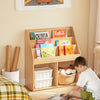 SoBuy KMB01-N Bibliothèque Enfant Montessori Naturelle – 3 Étagères, 2 Compartiments, 80 cm