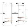 Prévente SoBuy KLS19-SCH Portant à Vêtements Mural 265cm, 4 Tringles et 4 Étagères MDF, Charge 120 kg, Fixation Murale et Sol – 265x48x220 cm, Industriel Noir