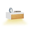 SoBuy FBT174-E-WN Table de Chevet Murale avec Lampe LED à Détection de Mouvement, 2 Tiroirs – Flottante, Blanc Naturel, 40×29