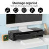 SoBuy BBF02-SCH Support Écran PC Rehausseur Ecran PC Bureau avec 2 Tiroirs et Rangement Support Moniteur Universel pour Ordinateur Portable ou Écran Noir 47x18x11cm