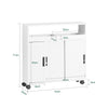 SoBuy BZR02-W Meuble Salle de Bain à Roulettes avec 2 Portes Coulissantes – L70×P20×H71 cm, Charge 30 kg, MDF E1, Blanc