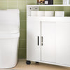 SoBuy BZR02-W Meuble Salle de Bain à Roulettes avec 2 Portes Coulissantes – L70×P20×H71 cm, Charge 30 kg, MDF E1, Blanc