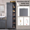 SoBuy BZR104-DG Colonne Salle de Bain Grise 171cm, Panier à Linge Amovible, 6 Étagères, 2 Tiroirs, Anti-Basculement, Charge 70 kg – 60x37x171 cm
