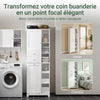 SoBuy BZR104-W Colonne Salle de Bain avec Panier à Linge Intégré – 6 Étagères Réglables, 2 Tiroirs, Gain de Place 171 cm, Blanc