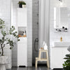 SoBuy BZR109-W Meuble Colonne Salle de Bain 170 cm Slim 30 cm 2 Portes Étagères Réglables Tiroir Anti-Basculement – Blanc