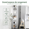 SoBuy BZR109-W Meuble Colonne Salle de Bain 170 cm Slim 30 cm 2 Portes Étagères Réglables Tiroir Anti-Basculement – Blanc