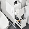 SoBuy BZR111-W Meuble WC Étroit 20 cm sur Roulettes – Rangement Papier Toilette, 2 Tiroirs, Blanc