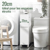 SoBuy BZR111-W Meuble WC Étroit 20 cm sur Roulettes – Rangement Papier Toilette, 2 Tiroirs, Blanc