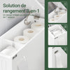 SoBuy BZR111-W Meuble WC Étroit 20 cm sur Roulettes – Rangement Papier Toilette, 2 Tiroirs, Blanc
