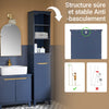 SoBuy BZR112-B Colonne Salle de Bain avec 3 Étagères et 1 Tiroir – L35×P30×H170 cm, Charge 40 kg, MDF E1, Bleu