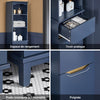 SoBuy BZR112-B Colonne Salle de Bain avec 3 Étagères et 1 Tiroir – L35×P30×H170 cm, Charge 40 kg, MDF E1, Bleu