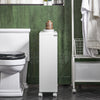 SoBuy BZR119-W Meuble WC à Roulettes avec 2 Portes Coulissantes en Rotin – L65×P20×H70 cm, Charge 35 kg, MDF E1, Blanc