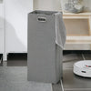SoBuy BZR123-W Colonne Salle de Bain avec Panier à Linge Amovible et 2 Étagères Ouvertes – L30×P30×H145 cm, Charge 20 kg, MDF et Bambou, Blanc