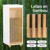 SoBuy BZR126-W Meuble à Linge Salle de Bain avec Panier Amovible – Porte en Bambou, 32×33×85 cm, Blanc