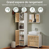 SoBuy BZR127-W Colonne Salle de Bain Rangement Fonctionnel et Compact, Gain de Place, pour Salle de Bain et WC – L33×P33×H165 cm, Bambou, Blanc et Naturel