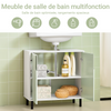 SoBuy BZR139-GR Meuble sous Lavabo Meuble sous Vasque avec 2 Portes et étagère réglable