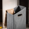 SoBuy BZR154-W Petit Meuble Salle de Bain avec Panier à Linge – Meuble WC Rangement 30x30x87 cm avec Porte Abattante, Design Moderne Blanc, Idéal pour Buanderie