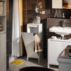 SoBuy BZR154-W Petit Meuble Salle de Bain avec Panier à Linge – Meuble WC Rangement 30x30x87 cm avec Porte Abattante, Design Moderne Blanc, Idéal pour Buanderie