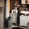 SoBuy BZR154-W Petit Meuble Salle de Bain avec Panier à Linge – Meuble WC Rangement 30x30x87 cm avec Porte Abattante, Design Moderne Blanc, Idéal pour Buanderie