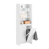 SoBuy BZR155-W Meuble Colonne Salle de Bain avec Panier à Linge – Armoire Haute Étroit avec Portes et Étagères Ouvertes – Meu