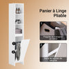 SoBuy BZR158-W Colonne Salle de Bain avec Panier à Linge et Étagères Réglables, Gain de Place, pour Salle de Bain et WC, Compact – L30×P30×H170 cm, MDF, Blanc