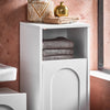 SoBuy BZR161-W Meuble Salle de Bain avec Panier à Linge, Sac Amovible, Format Compact, pour Salle de Bain et WC, Rangement Optimisé – L30×P30×H97 cm, Blanc