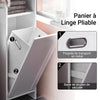 SoBuy BZR161-W Meuble Salle de Bain avec Panier à Linge, Sac Amovible, Format Compact, pour Salle de Bain et WC, Rangement Optimisé – L30×P30×H97 cm, Blanc