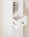 SoBuy BZR167-GW Colonne Salle de Bain avec 1 Tiroir, 2 Portes, 5 Compartiments Ouverts et Étagères Réglables, Gain de Place – L20×P20×H180 cm, Blanc Brillant