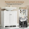 SoBuy BZR18-II-W Meuble sous Vasque 60 cm – Découpe Siphon, Rangement Gain de Place, Blanc