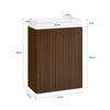 SoBuy BZR196-BR Meuble Sous Vasque Suspendu Bois Foncé avec Lavabo Céramique, Porte Soft-Close Sans Poignée, Étagère, 15kg – 40x22x56 cm