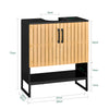 SoBuy BZR202-SCH Meuble sous Lavabo avec Découpe Siphon, Étagère Réglable et Portes en Bambou – L60×P30×H70 cm, MDF E1, Pieds Métal, Noir