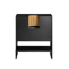 SoBuy BZR202-SCH Meuble sous Lavabo avec Découpe Siphon, Étagère Réglable et Portes en Bambou – L60×P30×H70 cm, MDF E1, Pieds Métal, Noir