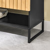 SoBuy BZR202-SCH Meuble sous Lavabo avec Découpe Siphon, Étagère Réglable et Portes en Bambou – L60×P30×H70 cm, MDF E1, Pieds Métal, Noir