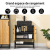 SoBuy BZR202-SCH Meuble sous Lavabo avec Découpe Siphon, Étagère Réglable et Portes en Bambou – L60×P30×H70 cm, MDF E1, Pieds Métal, Noir
