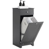 SoBuy BZR21-II-DG Meuble Bas de Salle de Bain, Armoire Toilette avec 1 Tiroir et 1 Panier à Linge Pliable, Meuble de Rangemen