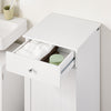 SoBuy BZR21-II-W Meuble Bas Salle de Bain Blanc 90 cm avec Panier à Linge Basculant 2 Compartiments, Tiroir et Étagère – Fermeture Silencieuse, MDF E1