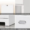 SoBuy BZR21-II-W Meuble Bas Salle de Bain Blanc 90 cm avec Panier à Linge Basculant 2 Compartiments, Tiroir et Étagère – Fermeture Silencieuse, MDF E1
