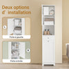 SoBuy BZR216-W Colonne de Salle de Bain avec Panier à Linge 45 L, Tiroir, Étagère Réglable et Porte Réversible – Charge 34 kg – 40×38×180 cm, Blanc