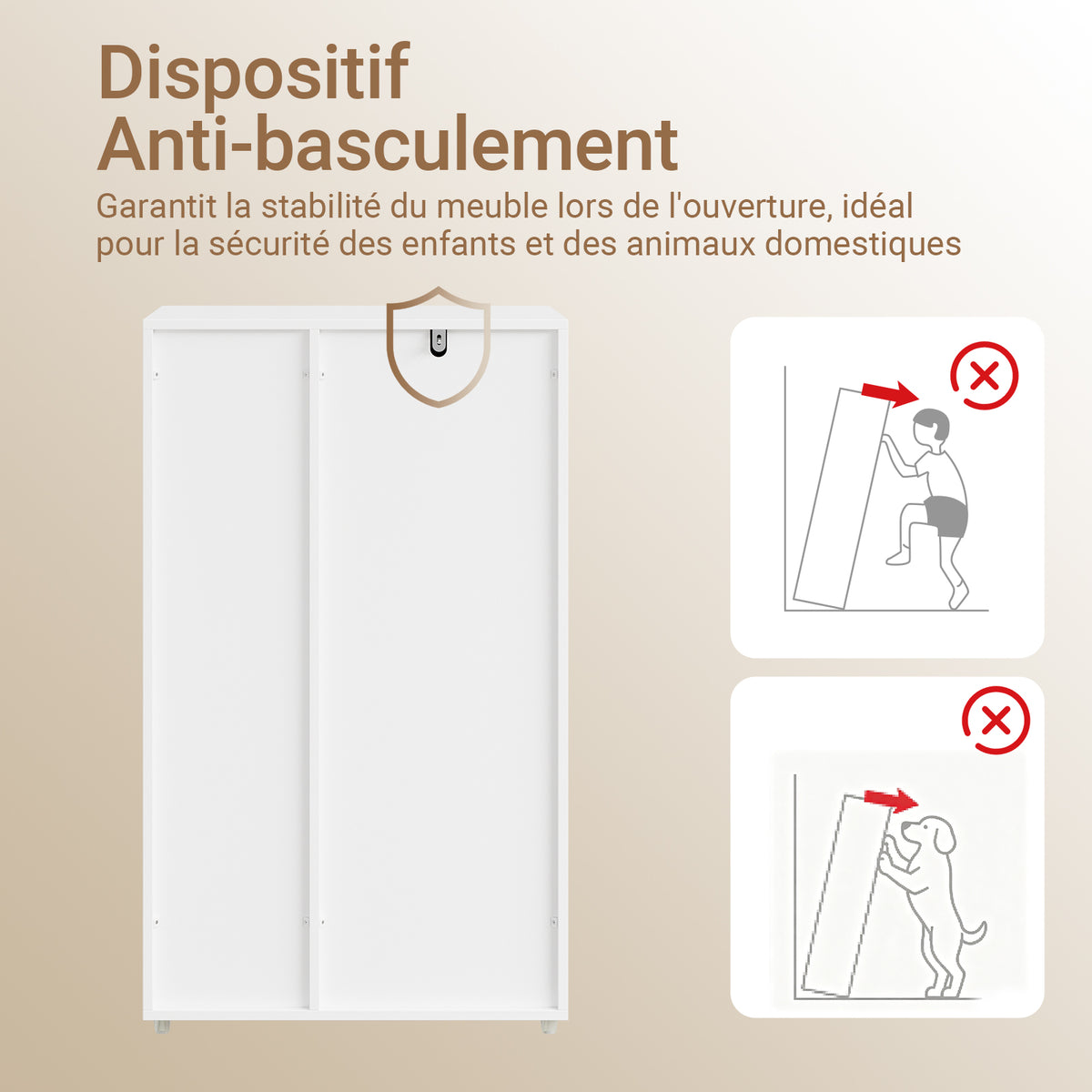 SoBuy BZR218-W Meuble Salle de Bain avec Panier à Linge Intégré, Porte Basculante, 2 Paniers en Tissu et 3 Étagères Réglables – Colonne Rangement Blanc, 50 × 30 cm