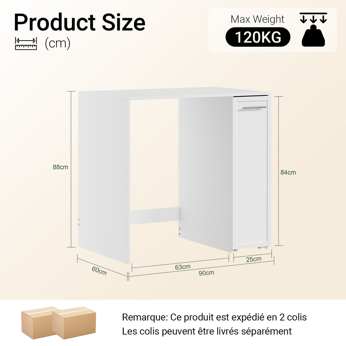 SoBuy BZR229-W Meuble Lave-Linge avec Porte et Tiroir Coulissant – Armoire de Buanderie Encastrable – 90×60×88 cm, Blanc