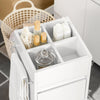 SoBuy BZR29-W Meuble Salle de Bain Petit Espace 30 cm – 3 Tiroirs et Porte-Serviettes Réversible, Blanc