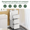 SoBuy BZR29-W Meuble Salle de Bain Petit Espace 30 cm – 3 Tiroirs et Porte-Serviettes Réversible, Blanc
