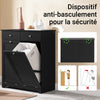 SoBuy BZR33-II-SCH Meuble Salle de Bain avec 2 Sacs à Linge 45 L et 2 Tiroirs – L78×P38×H91 cm, Charge 70 kg, MDF E1, Noir