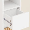 SoBuy BZR34-BW Colonne Bambou Style Naturel – Meuble WC Étroit 20 cm, Ventilé, Blanc
